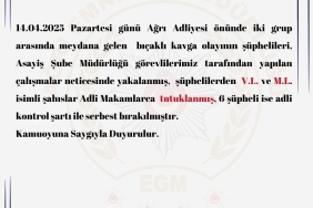 Ağrı Adliyesi Önündeki Bıçaklı Kavgayla İlgili 2 Şüpheli Tutuklandı