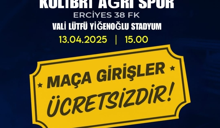 Kolibri Ağrı 1970 Spor ile Erciyes 38 Maçında Giriş Ücretsiz